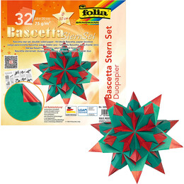 Folia Bascetta Stern Çift Taraflı Origami Kağıdı 20x20 cm. 32 Yaprak HOT RED / GREEN - Folia