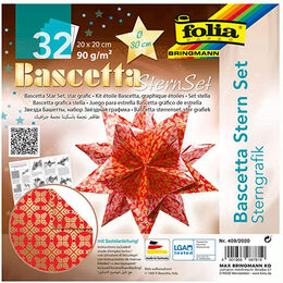 Folia Bascetta Stern Çift Taraflı Origami Kağıdı 20x20 cm. 32 Yaprak GRAFİK KIRMIZI
