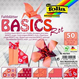 Folia Origami Kağıdı 15x15 cm. 5 Desen 50 Yaprak Basic Kırmızı