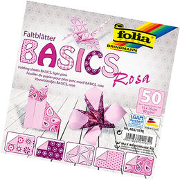 Folia Origami Kağıdı 15x15 cm. 5 Desen 50 Yaprak Basic Pembe