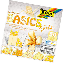 Folia Origami Kağıdı 15x15 cm. 5 Desen 50 Yaprak Basic Sarı