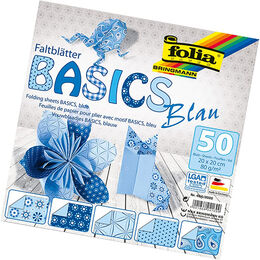 Folia Origami Kağıdı 20x20 cm. 5 Desen 50 Yaprak Basic Mavi - 1