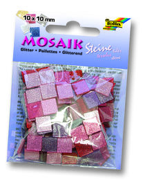 Folia Simli Mozaik Taşı 10x10 mm. 190 Adet GLİTTER PEMBE