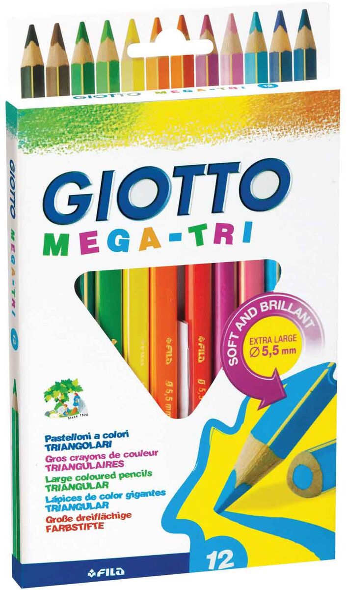Giotto Mega-tri Üçgen Jumbo Kuru Boya 12 Renk