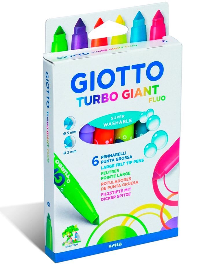 Giotto Turbo Giant Keçeli Kalem 6 Renk Fosforlu Renkler