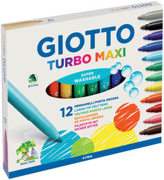 Giotto Turbo Maxi Kalın Uçlu Keçeli Boya Kalemi 12 Renk - 1