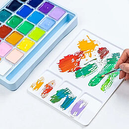 HIMI Jelly Cup Gouache Set Guaj Boya Seti 24 Renk x 30 gr. + 3 Fırça (Ice Blue Case) - 4