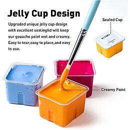 HIMI Jelly Cup Gouache Set Guaj Boya Seti 24 Renk x 30 gr. + 3 Fırça (Ice Blue Case) - 5