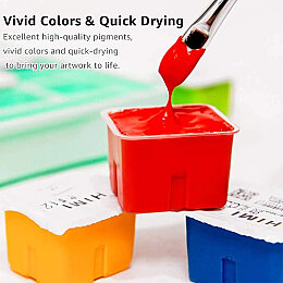 HIMI Jelly Cup Gouache Set Guaj Boya Seti 24 Renk x 30 gr. + 3 Fırça (Pink Case) - 3