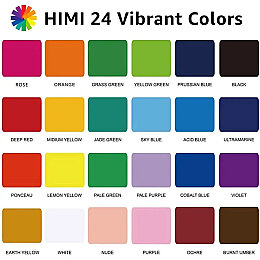 HIMI Jelly Cup Gouache Set Guaj Boya Seti 24 Renk x 30 gr. + 3 Fırça (Pink Case) - 6