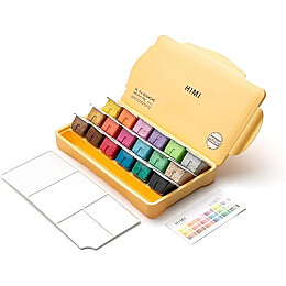 HIMI Jelly Cup Gouache Set Metalik Renk Guaj Boya Seti 18 Renk x 30 gr. (Yellow Case) - 2