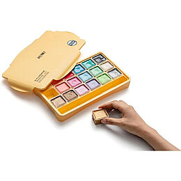 HIMI Jelly Cup Gouache Set Metalik Renk Guaj Boya Seti 18 Renk x 30 gr. (Yellow Case) - 3