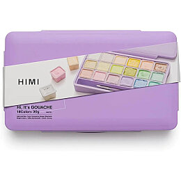 HIMI Jelly Cup Gouache Set Pastel Renkler Guaj Boya Seti 18 Renk x 30 gr. + 3 Fırça (Purple Case) - 7