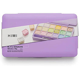 HIMI Jelly Cup Gouache Set Pastel Renkler Guaj Boya Seti 18 Renk x 30 gr. + 3 Fırça (Purple Case) - 7