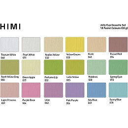 HIMI Jelly Cup Gouache Set Pastel Renkler Guaj Boya Seti 18 Renk x 30 gr. + 3 Fırça (Purple Case) - 8