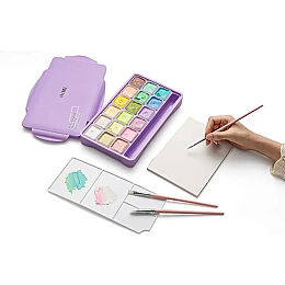HIMI Jelly Cup Gouache Set Pastel Renkler Guaj Boya Seti 18 Renk x 30 gr. (Purple Case) - 3