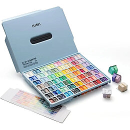 HIMI Twin Cup Gouache Set Guaj Boya Seti 112 Renk x 12 gr. (Ice Blue Case) - HIMI