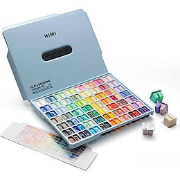 HIMI Twin Cup Gouache Set Guaj Boya Seti 112 Renk x 12 gr. (Ice Blue Case) - 1