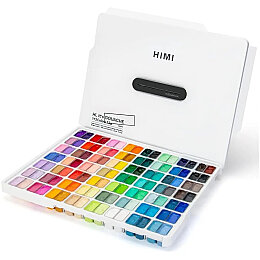 HIMI Twin Cup Gouache Set Guaj Boya Seti 112 Renk x 12 gr. (White Case) - HIMI