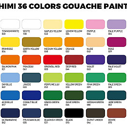 HIMI Twin Cup Gouache Set Guaj Boya Seti 36 Renk x 12 gr. + 3 Fırça (Ice Blue Case) - 4