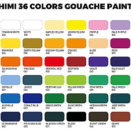 HIMI Twin Cup Gouache Set Guaj Boya Seti 36 Renk x 12 gr. + 3 Fırça (Ice Blue Case) - 4