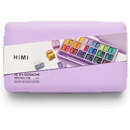 HIMI Twin Cup Gouache Set Guaj Boya Seti 36 Renk x 12 gr. + 3 Fırça (Purple Case) - 3