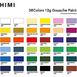 HIMI Twin Cup Gouache Set Guaj Boya Seti 36 Renk x 12 gr. (Purple Case) - 6