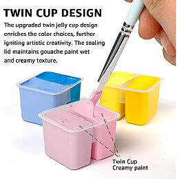 HIMI Twin Cup Gouache Set Guaj Boya Seti 48 Renk x 12 gr. + 3 Fırça (Green Case) - 5
