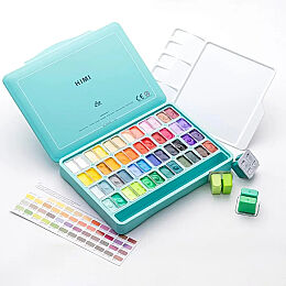 HIMI Twin Cup Gouache Set Guaj Boya Seti 48 Renk x 12 gr. (Green Case) - 1