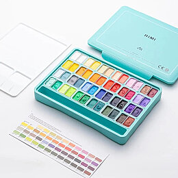 HIMI Twin Cup Gouache Set Guaj Boya Seti 48 Renk x 12 gr. (Green Case) - 2