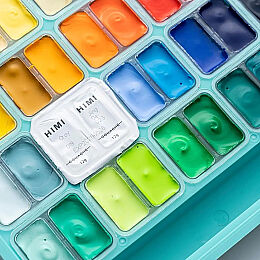HIMI Twin Cup Gouache Set Guaj Boya Seti 48 Renk x 12 gr. (Green Case) - 4
