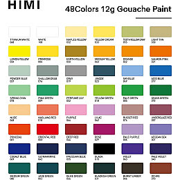 HIMI Twin Cup Gouache Set Guaj Boya Seti 48 Renk x 12 gr. (Green Case) - 6