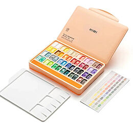 HIMI Twin Cup Gouache Set Guaj Boya Seti 48 Renk x 12 gr. (Peach Fuzz Case) - 1