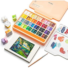 HIMI Twin Cup Gouache Set Guaj Boya Seti 48 Renk x 12 gr. (Peach Fuzz Case) - 2