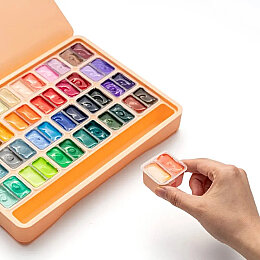 HIMI Twin Cup Gouache Set Guaj Boya Seti 48 Renk x 12 gr. (Peach Fuzz Case) - 3
