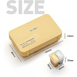 HIMI Twin Cup Gouache Set Metalik Renk Guaj Boya Seti 12 Renk x 12 gr. (Yellow Case) - 6