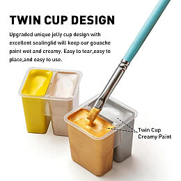 HIMI Twin Cup Gouache Set Metalik Renk Guaj Boya Seti 12 Renk x 12 gr. (Yellow Case) - 7