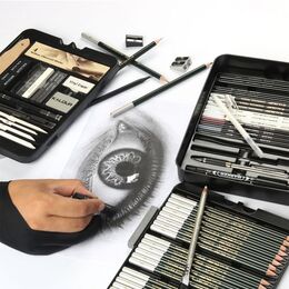 Kalour Karakalem Eskiz Çizim Seti 70 Parça Metal Kutu - 4