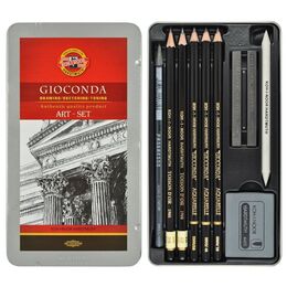 Koh-i Noor Gioconda Art Set Karakalem Eskiz Çizim Seti 10 Parça Metal Kutu