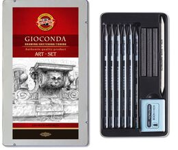 Koh-i Noor Gioconda Art Set Karakalem Eskiz Çizim Seti 11 Parça Metal Kutu