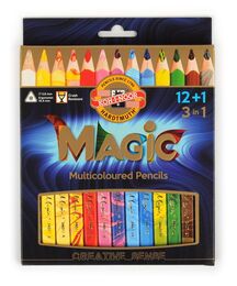 Koh-i Noor Magic Multicolour Karışık Renkli (3in1) Kalın Kuru Boya Kalemi Seti 12+1 Renk
