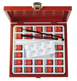 Koh-i Noor Mondeluz Master Class Taş Tablet Sulu Boya Seti 24 Renk Ahşap Kutu - 1
