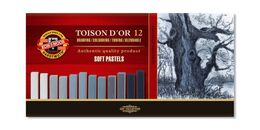 Koh-i Noor Toison D'or Soft Pastel Boya Seti GRİ TONLAR 12 Renk (KÖŞELİ)