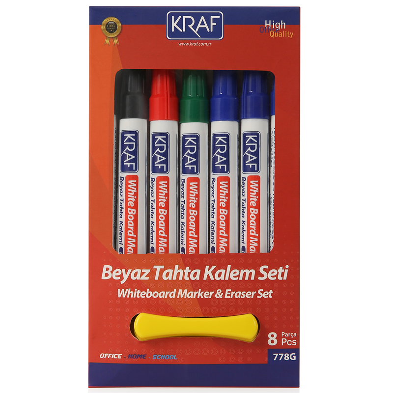 Kraf Beyaz Tahta Kalemi Ve Silgi Seti 8 Parça
