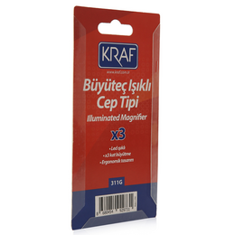 Kraf Cep Tipi Işıklı Büyüteç 3x - Thumbnail