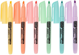 Kraf Fosforlu İşaretleme Kalemi Seti Cep Tipi 6 Renk Pastel Renkler