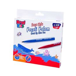 Kraf Kids Fırça Uçlu Keçeli Kalem 12 Renk - 1