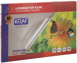 Kraf Laminasyon Filmi Parlak A3 125 Micron 100'lü