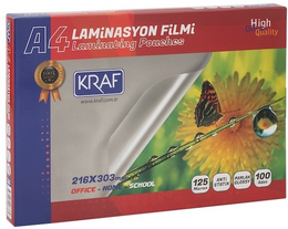 Kraf Laminasyon Filmi Parlak A4 125 Micron 100'lü