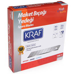 Kraf Maket Bıçağı Yedeği Geniş Ultra Karbon Çelik SK5 100'lü Paket